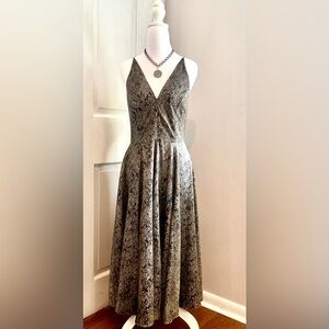 Black and Gold Lame Jacquard Cocktail Dress by Dress the Population